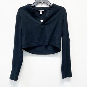 Isabel By Ingrid & Isabel Women's Ribbed Henley Maternity Top Black Size Small